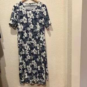 Floral Blue and White Dress